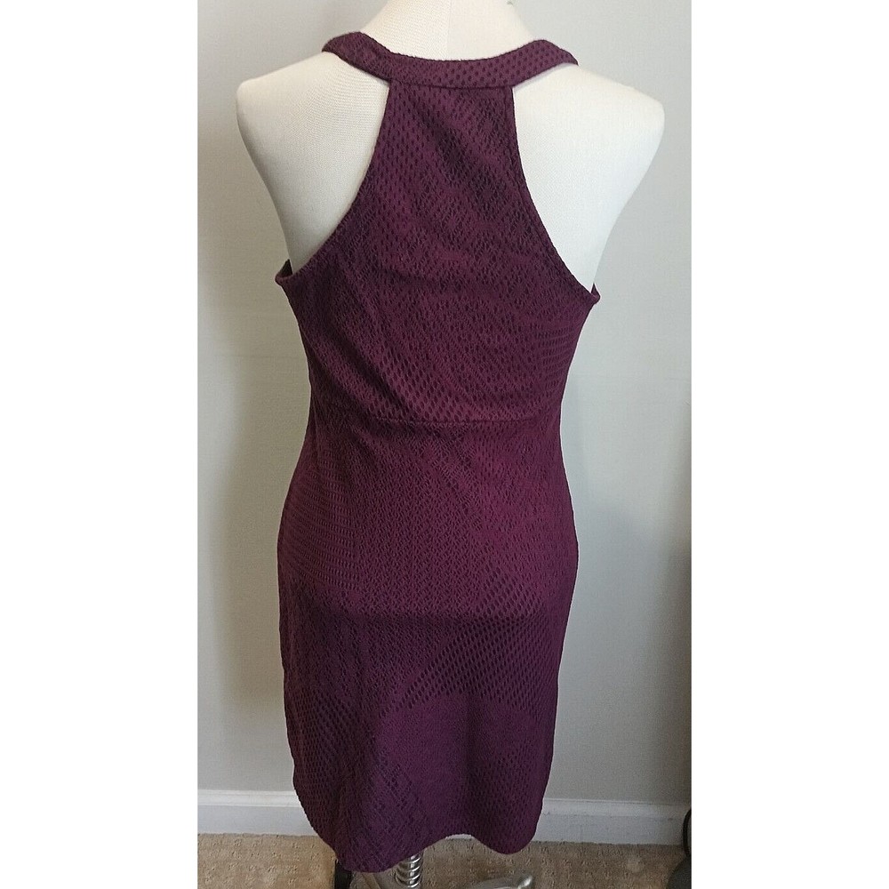 Free People Womens Bodycon Dress Medium Burgundy Crochet Lace Lined Stretch - Picture 3 of 9
